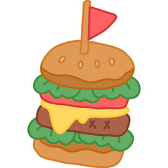 hamburger hand draw