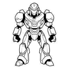 Sleek and futuristic full-body robot with a polished metallic exterior, powerful presence, embodying advanced technology and innovation.