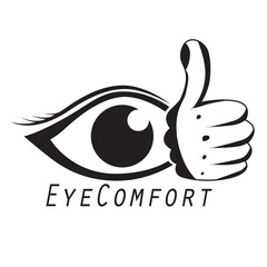 eye icon with thumbs up sign isolated on white background