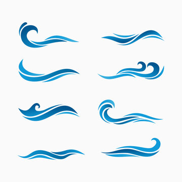 set of abstract wave elements illustration