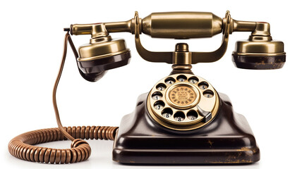 Vintage Telephone isolated on White Background. Generative Ai