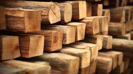 Stack of Freshly Cut Logs, Natural Resource Generative AI