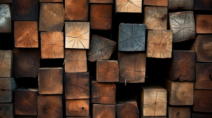 Square-Shaped Stacked Wood Logs, Natural Resource Generative AI
