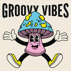 Groovy Vibes With Mushroom Groovy Character design