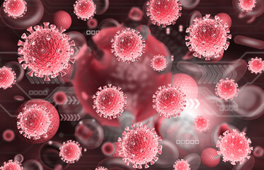 Virus on modern medical background. 3d illustration.