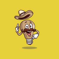 cute light bulb character logo vector