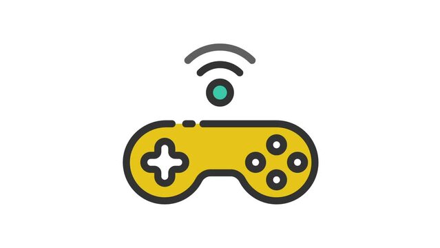 Joystick, Internet of Things animated icon on white background.
