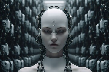 Android data woman head Generative AI