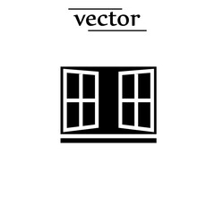 open window vector icon illustration on white background..eps