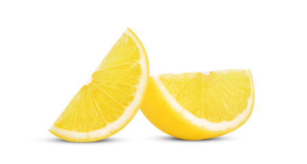 Slices of lemon fruit isolated on transparent background. PNG