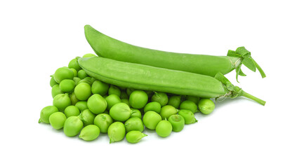 Fresh green peas isolated on transparent background. PNG