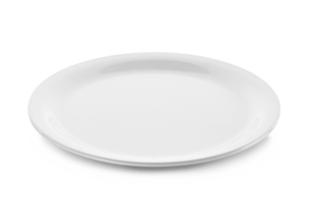 Empty white plate isolated on transparent background. PNG
