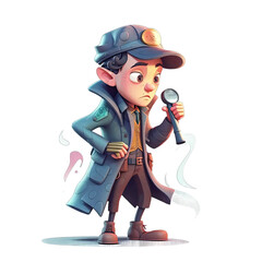 Clever detective with trench coat with magnifying glass - Plasticine Illustration 2
