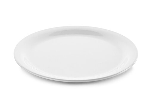 Empty white plate isolated on transparent background. PNG