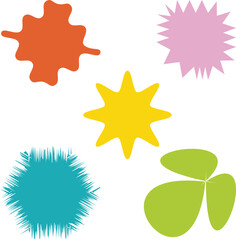 Random colorful abstract liquid organic black irregular blotch shapes flat style design fluid vector illustration set banner simple shape template for presentation design, flyer