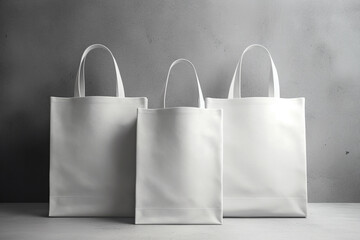 Chic white mock-up bag set against a muted gray background Generative AI