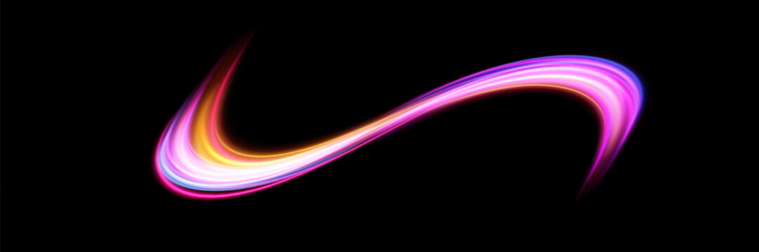 Neon light.Motion speed light lines.Colorful wave effect.Squiggle.Swirl curve effect.