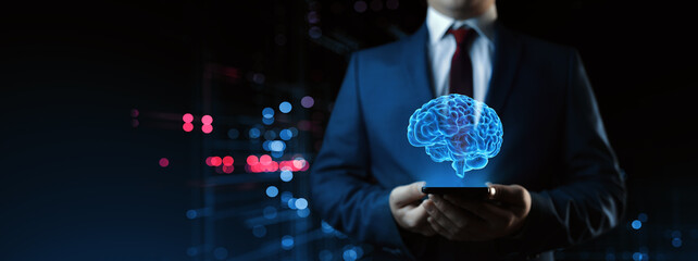 Digital Brain. Artificial intelligence AI machine learning Business Technology Internet Network...