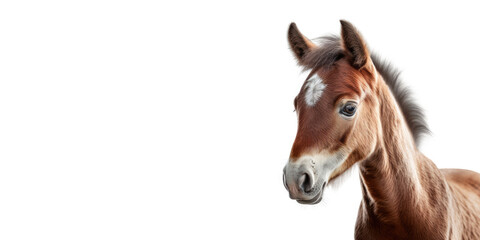 Obraz premium Cute baby horse isolated on a white background. Generative AI