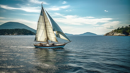 Fototapeta na wymiar sailing yacht on the ocean. Generative Ai