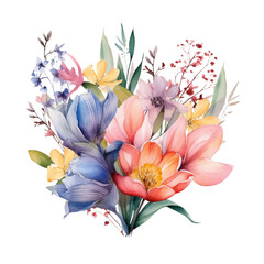 spring floral round frame watercolor