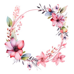 Fototapeta premium spring floral round frame watercolor