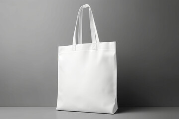 Sleek design mockup, white blank cotton eco tote bag hanging Generative AI - obrazy, fototapety, plakaty