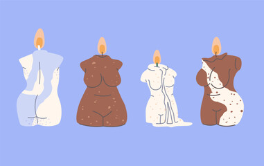 Set of a candles in the form of a female naked body.
