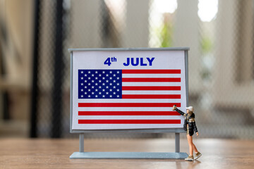 Artist paint on a billboard celebration of the Fourth of July and Independence Day