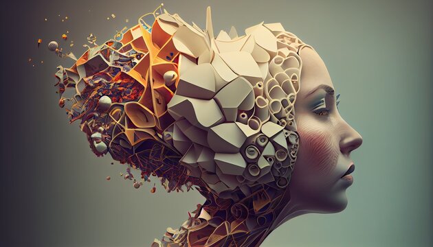 person with exploding head, life exhaustion and headache concept