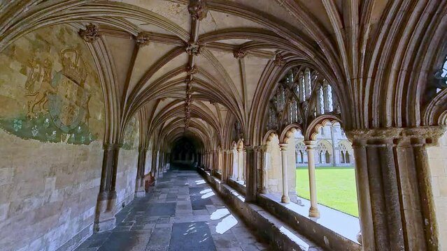 The cloisters of the medieval cathedral in the city of Norwich