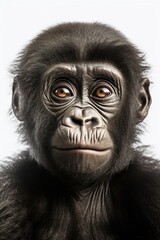 Cute baby gorilla isolated on a white background. Generative AI