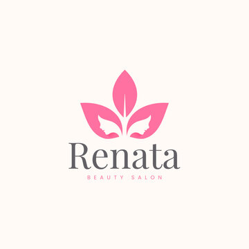 natural beauty salon feminine logo design