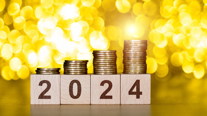 Stack coins on new year 2024