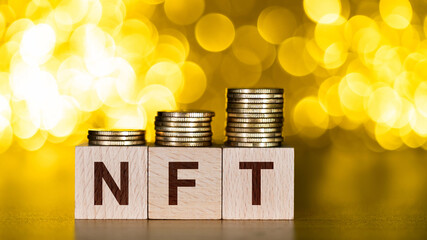 Coin stacks with word NFT