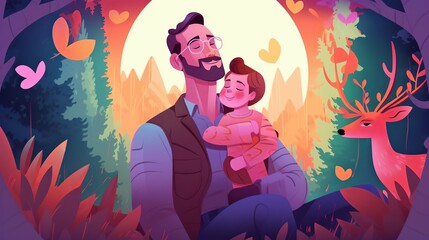 Illustration for Fathers day, Generative Ai