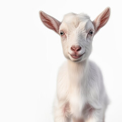Obraz premium Cute baby goat isolated on a white background. Generative AI