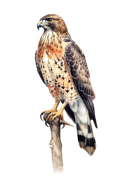 hawk watercolor clipart cute isolated on white background