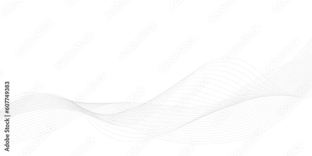 Wall mural tech grey abstract wave digital element for design. curved wavy line design element