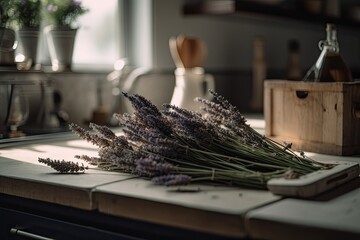 Dry lavender flowers, ai generative