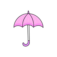 Pink umbrella. Vector Illustration for printing, backgrounds, covers and packaging. Image can be used for greeting cards, posters, stickers and textile. Isolated on white background.