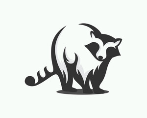 stand cute raccoon style logo icon symbol design template illustration inspiration