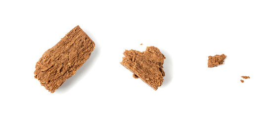 Chocolate Halva Pieces Isolated, Sunflower Halawa, Halvah or Halwa on White Background
