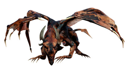 3D Rendering Fairy Tale Dragon on White