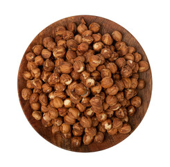 Nut Kernels, Hazelnuts Pile on Plate Isolated, Healthy Organic Nuts Group, Nut Kernels on White