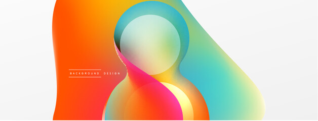 Fluid abstract background. Liquid color gradients composition. Round shapes and circle flowing design for wallpaper, banner, background or landing