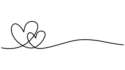 Two Hearts embracing Continuous Line Drawing. 
