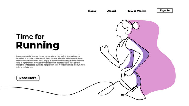 one line drawing female athlete sprint and running single continuous line drawing. Individual sports and competitive spirit, making it an ideal design for competition posters.