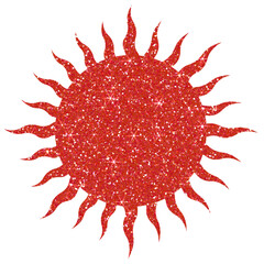 Red sun glitter on transparent background. Sun icon.Design for decorating,background, wallpaper, illustration