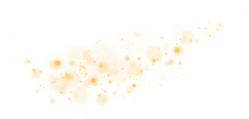 Golden glitter wave abstract illustration. Golden stars dust trail sparkling particles isolated on transparent background. Magic concept. PNG.